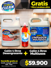 Combo Galones Desengrasante + Multiusos 4L Power Clean + 1L Lavaloza Gratis - Cesta Maestra - Power Clean