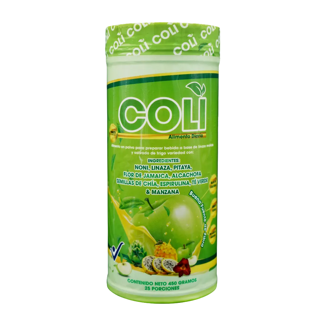 Fibra Coli Plus – Bebida Natural en Polvo con Chía, Espirulina y Té Verde | 450g 25 Porciones - Cesta Maestra - UNMERCO