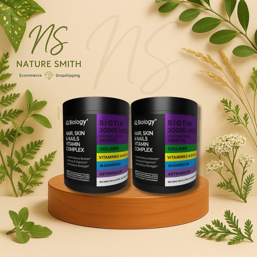 IQ Biology x 2 Unidades – Biotina 30.000 mcg + Colágeno para Cabello, Piel y Uñas - Cesta Maestra - NATURESMITH