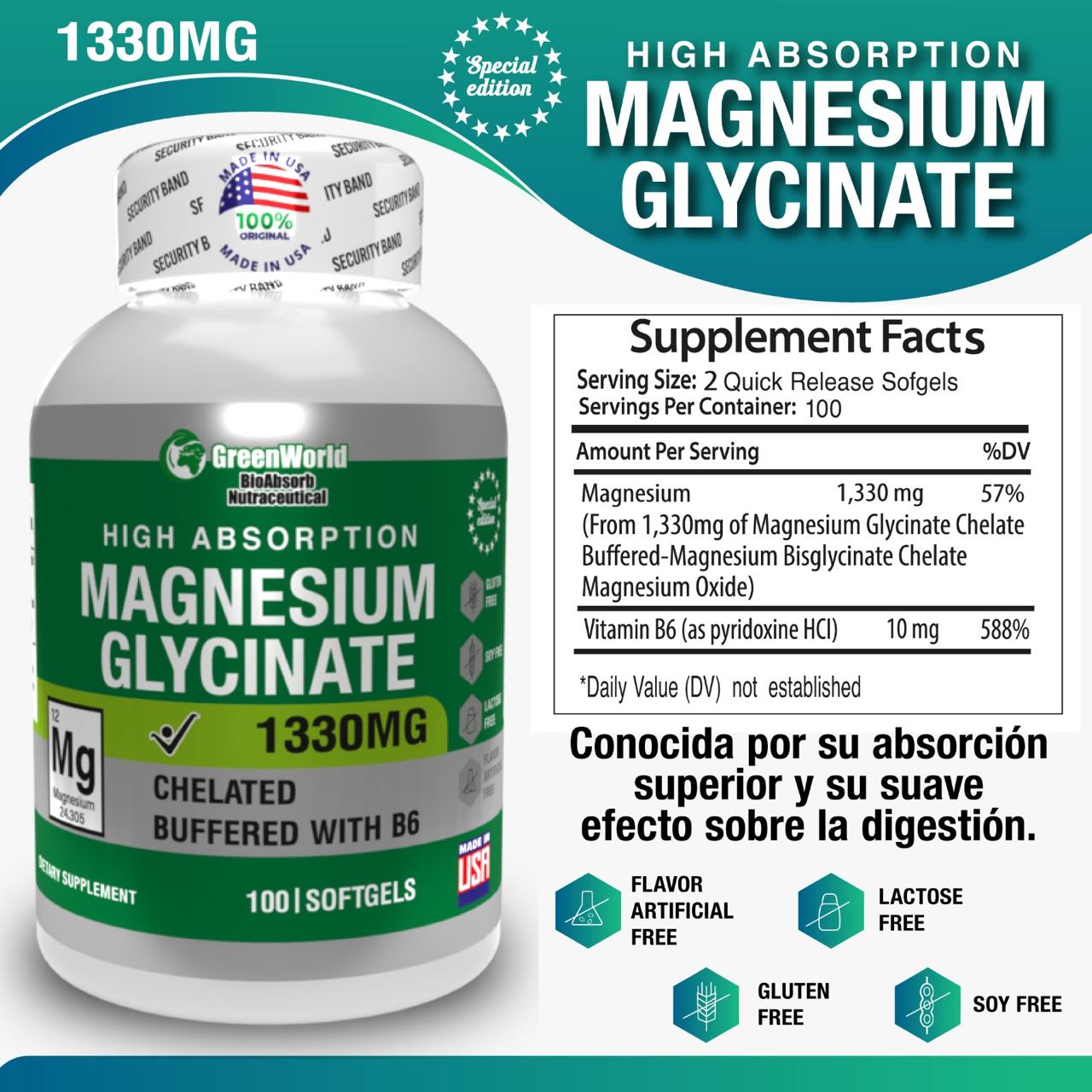 Magnesium Glycinate 1330 mg – Magnesio de Máxima Absorción - Cesta Maestra - NATURESMITH