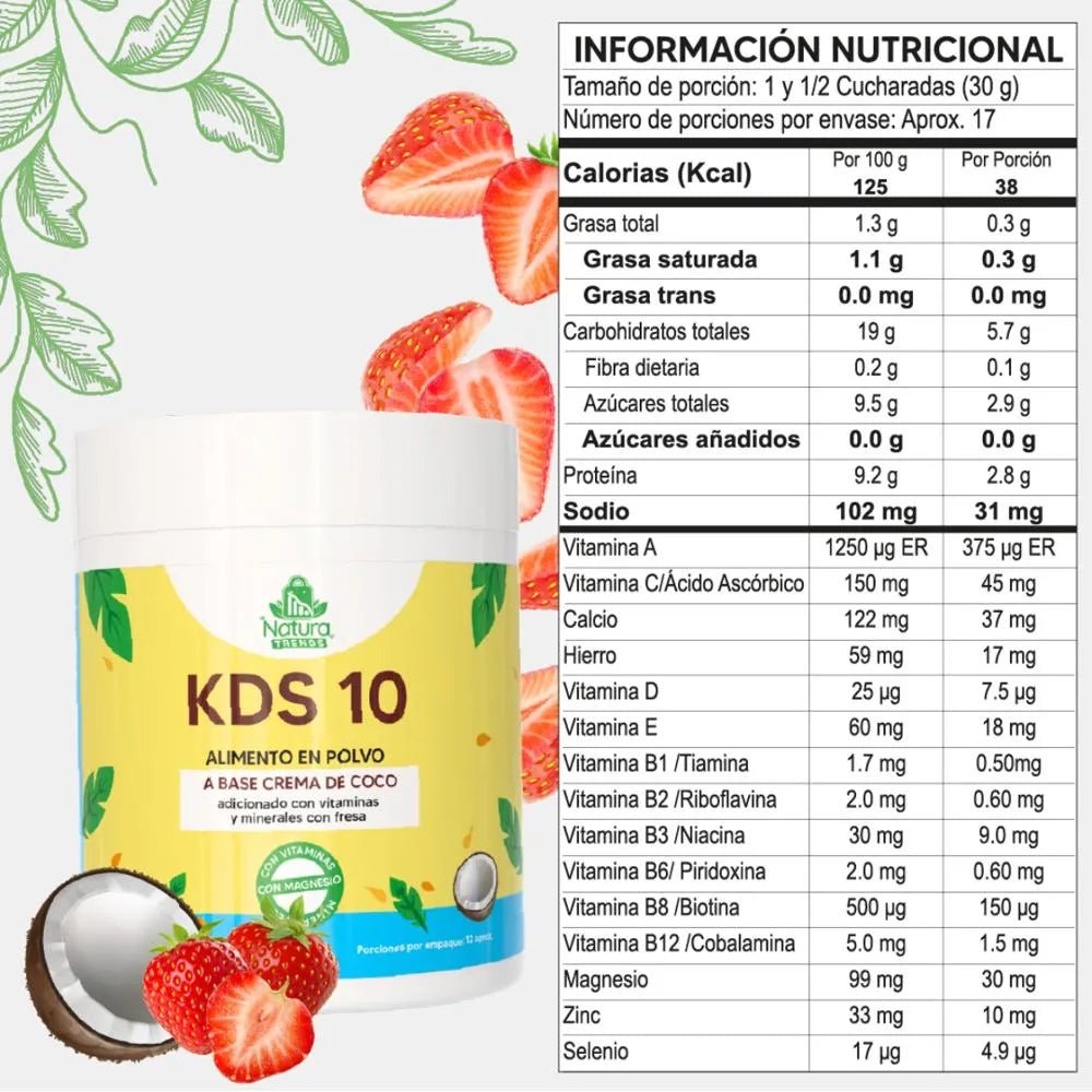 Malteada Nutricional KDS 10 para Niños - Sabor Fresa y Crema de Coco - Cesta Maestra - UNMERCO
