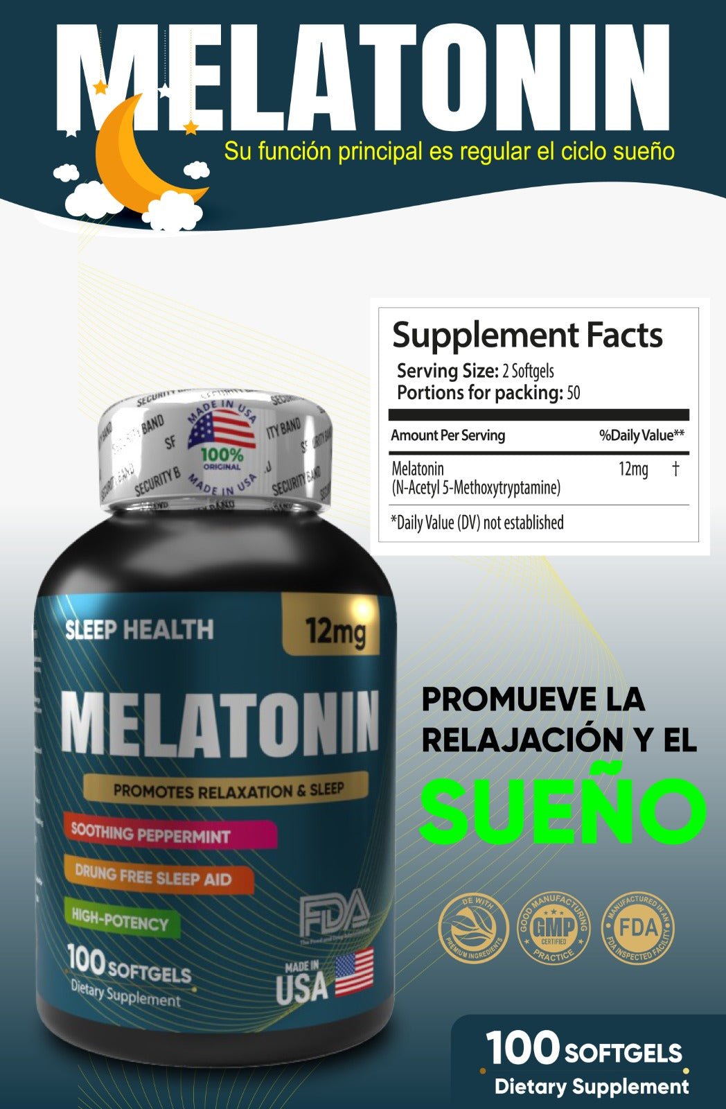 Melatonina 12 mg – Sueño Profundo y Descanso Reparador - Cesta Maestra - NATURESMITH