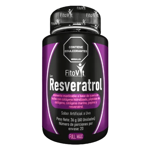 Resveratrol Full Max x60 Tabletas Masticables – Fitovit con Colágeno y Pepino - Cesta Maestra - SEENCOM FITOVIT