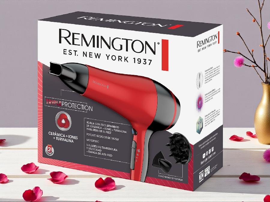 Secador Remington Triple Protection D3080 – Secado Rápido y Cuidado del Cabello - Cesta Maestra - RAM TECHNOLOGY